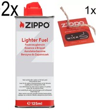 Zippo Benzin 2x 125ml + 1x Docht, Feuerzeugbenzin Benzinfeuerzeug