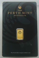 NEW 1 gram Gold Bar - Perth Mint Australia - .9999 Fine in Sealed Assay