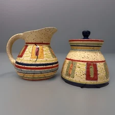 Pfaltzgraff Sedona Creamer Sugar Set Hand Painted Southwestern Bohemian Inspired