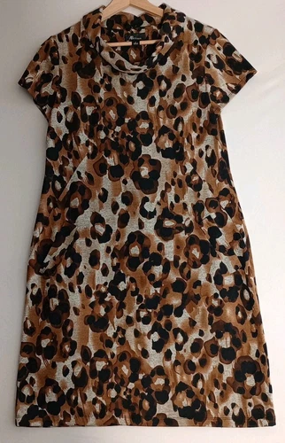 VETEMENTS Abito leopardato stampa animalier AB studio mob collo cappuccio elasticizzato bordato tasche taglia Lg