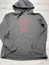 Nike Dri-FIT Hoodie Mens Large Gray Just Do It Fleece Pullover Sweatshirt Logo