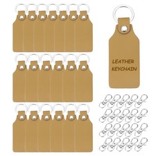 20Pcs Leather Keychain Blanks 22mm ID x 28mm OD Square Shaped,Bright Yellow