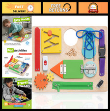 Montessori Busy Board - Premium Wooden Sensory Activity Toy for Toddlers Kids