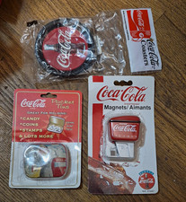 Coca-Cola Soda Advertising Magnets w/ Ice Cold Dispenser, Cap, Coaster Tin