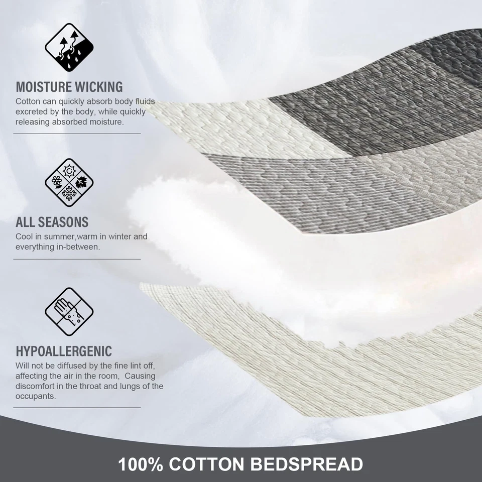 Colchas King De Gran Tamaño 128x120, 100% Algodón California King Quilt, Farmhou... Foto 4 de 4