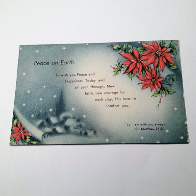 Postcard Christmas Peace On Earth St. Matthew 28:20 Vintage Religious Unposted 