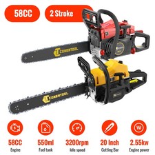 2550W 58cc Petrol Chainsaw 2-Stroke 20in Bar 11500RPM Wood Cutter Saw Heavy Duty