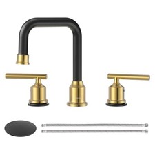 Widespread Bathroom Faucet 3 Hole Bathroom Sink Faucet Brushed Gold and Black