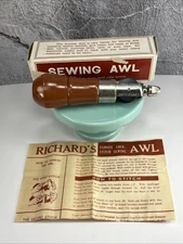 Vintage Richard's Sewing Awl Model No. 1331 Leather Tool w/ Needles and Thread