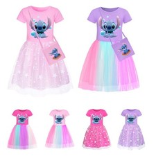 Lilo Stitch Angel Girls Princess Dress Party Mesh Tutu Skirts holidays Gift UK
