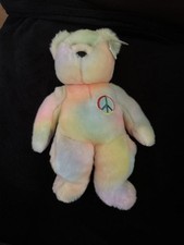 Ty Large Plüsch Beanie Buddy - Peace Ty-gefärbter Pastellbär MWMT