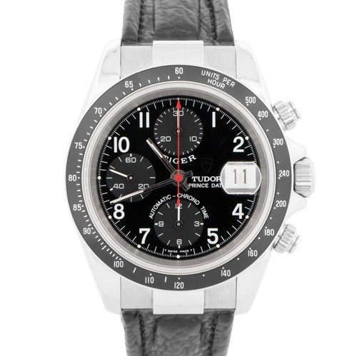 PAPERS Tudor Prince Date Tiger Black Chronograph 79260 40mm Stainless Watch BOX