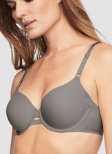 Warner's 34D Blissful BENEFITS Underarm Smoothing Gray Bra 01356 EXC Cond.