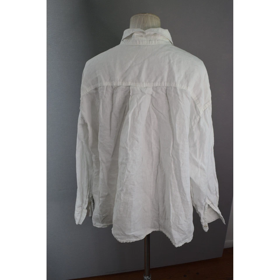 Camisa James Perse 3 Grande Blanca Lino Manga Larga Botón Gran Tamaño Para Mujer Foto 3 de 4