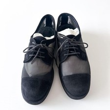 Chanel Coco Mark Sneakers Shoes Black Mesh Suede Size 36.5 US Abt 6.5 For Women