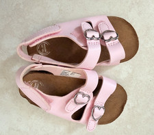 Wonder Nation Girls Pink Strappy Open Toe Sandals Heart Buckle Hook  Loop 5