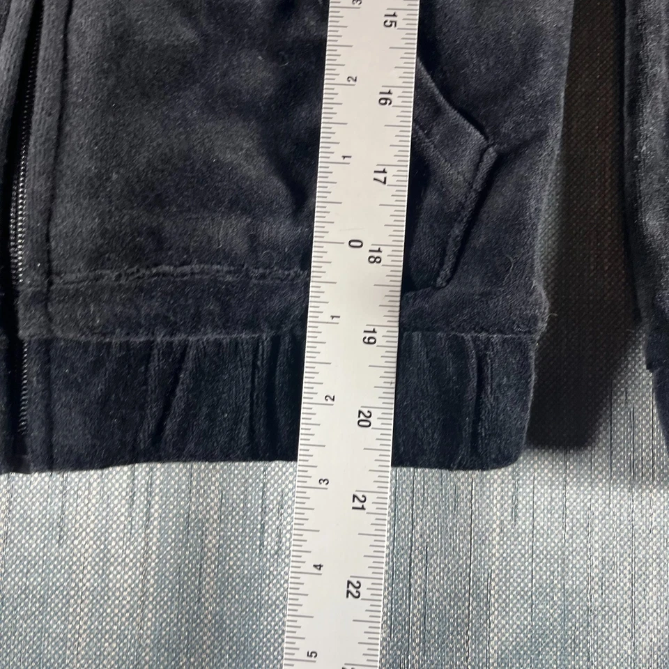 Juicy Couture Girls Jacket Size L Hooded Zip Black Velour Pockets Polyester MB - Image 4 of 4