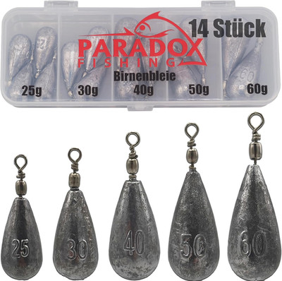 Paradox Fishing Birnenblei Set 25G-100G - Blei Angelzubehör Mit Birnenblei Gewic