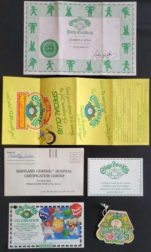Vintage Cabbage Patch Kids Birth Certificate Girl ~ Rosetta Iona