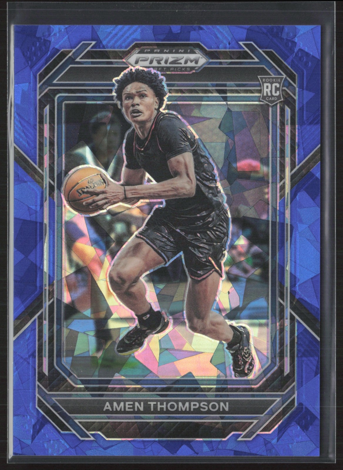 2023-24 Panini Prizm Draft Picks Amen Thompson Blue Ice /99 USA #4 RC