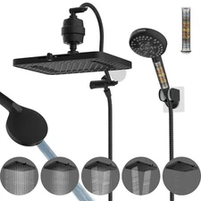 Upgraded 13'' Dual Filtered Rainfall Shower Head Combo with Handheld Spray Black