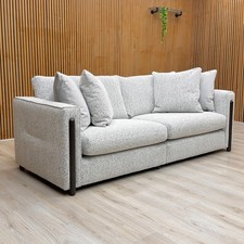 ‘Barney’ 4 Seater Sofa Silver Zara Fabric Classic Back Split Frame Upholstered