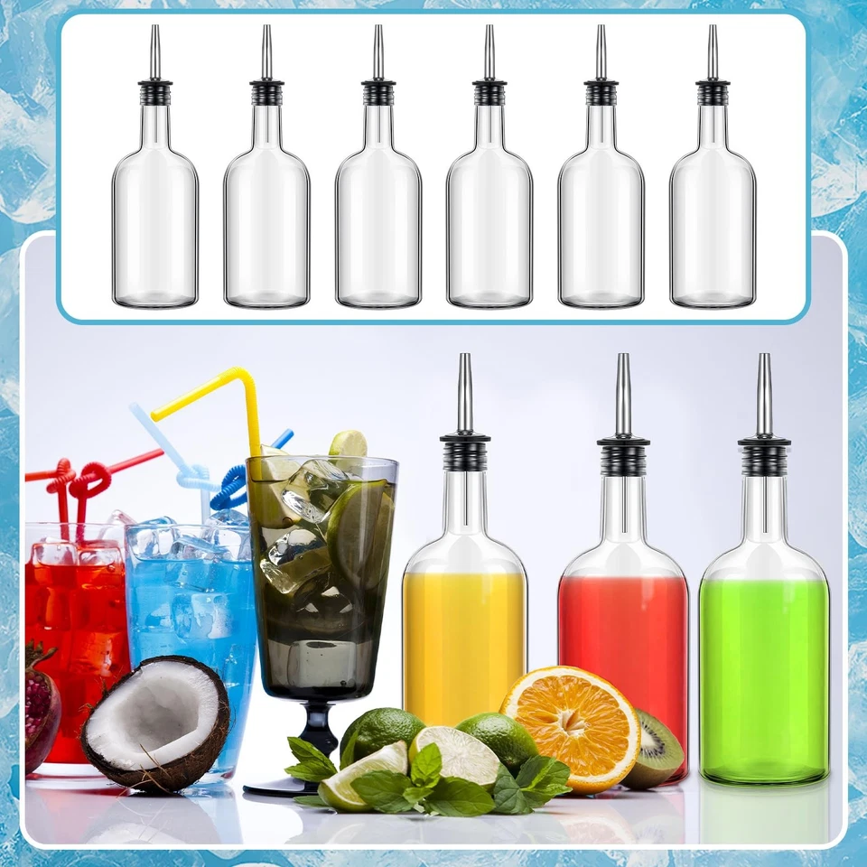 8pcs 17oz Glass Long Neck Bottles Glass Pour Liquor Bottles Bar Juice Pour Sy... - Image 3 of 4