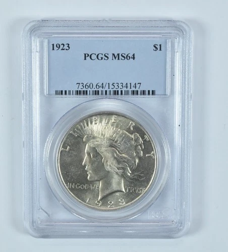 1923 Peace Silver Dollar MS64 PCGS Blue Label *4168
