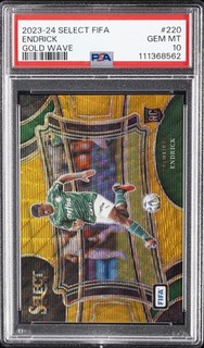 2023 24 PANINI SELECT FIFA GOLD WAVE PRIZM #220 ENDRICK ROOKIE RC /10 PSA 10