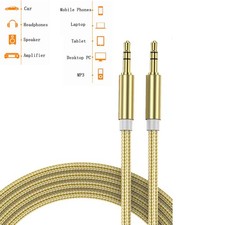 3.5mm Braided Male to Male Stereo Audio AUX Cable Cord for PC iPod CAR Phone