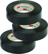 Temflex Vinyl Electrical Tape, 1700, 3/4 in X 60 Ft, Black 1.5Core 3-Roll 