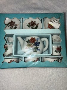 Vintage Antique Miniature Toy China Teapot Sets Sonsco Made In Japan NIB 2 Sets