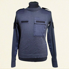 Vintage Service Police Blue Sweater Germany Wool Sheep Merino, Size S