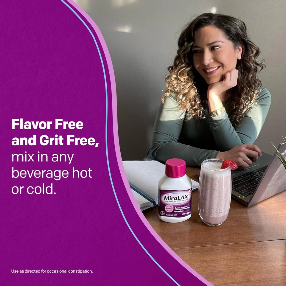 Polvo laxante MiraLAX, alivio suave del estreñimiento 26,9 onzas (paquete de 1)  Foto 4 de 4