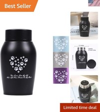 Black Stainless Steel Pet Urn for Small Dogs and Cats - 25 Cubic Inches