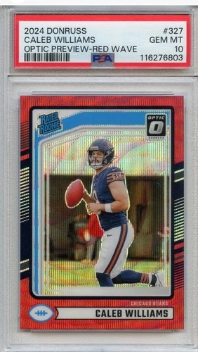 2024 Donruss Caleb Williams #327 OPTIC PREVIEW Red Wave Rated Rookie  PSA 10 GEM