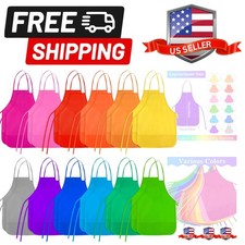 Kids Painting Aprons 24 Pieces 12 Colors Kid Art Apron with 2 Roomy Pockets K...