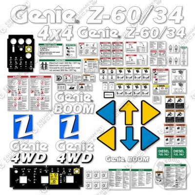 シール Fits Genie Z-60/34 Decal Kit Articulated Boom Lift - 7 Year 3M