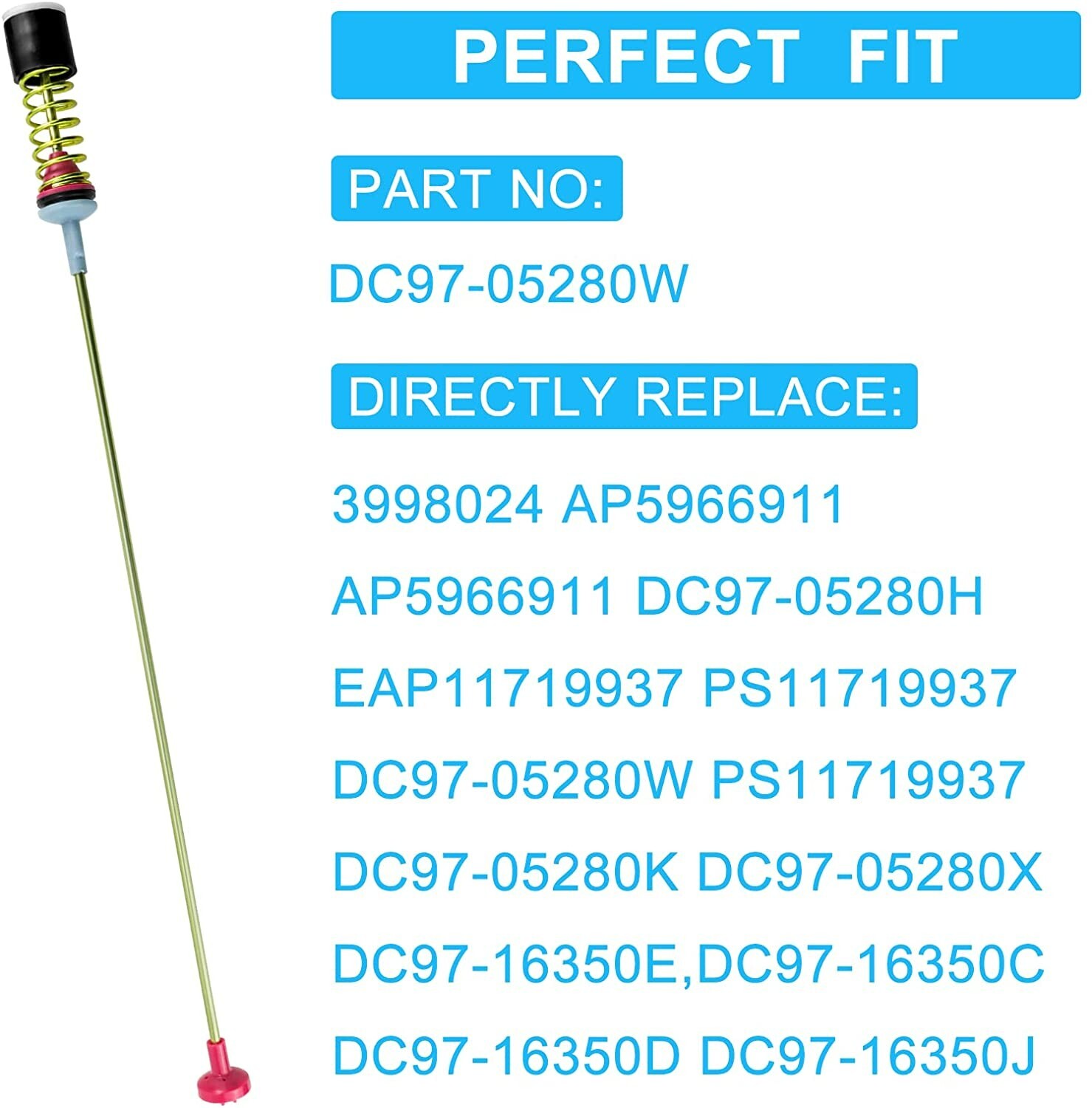 4PC Washer Suspension Rod Kit for Top Load Samsung WA50R5200AW/US