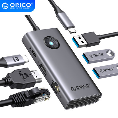 ORICO USB C Hub Laptop Docking Station 6-in-1 for Dell/HP/Lenovo/Surface Laptop