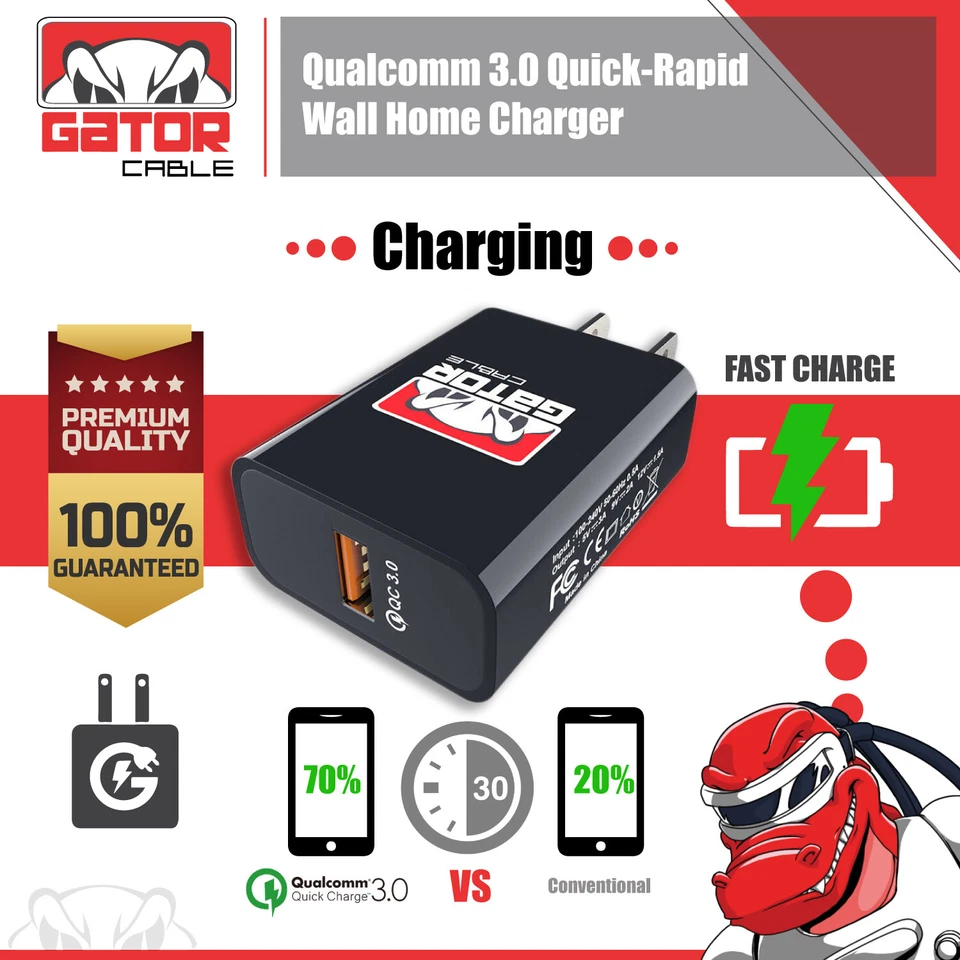 2x USB 3.0 Wall Charger Adapter Power Plug QC Qualcomm Fast Quick Charge 18W Qi - Image 3 of 4