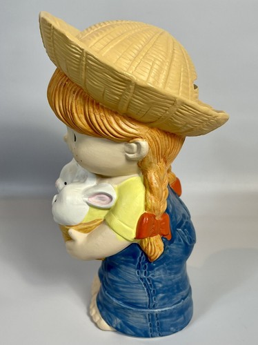 Vintage Enesco Country Cousins KATY With Bunny Rabbits Ceramic Coin Bank 1983 - Picture 2 of 6