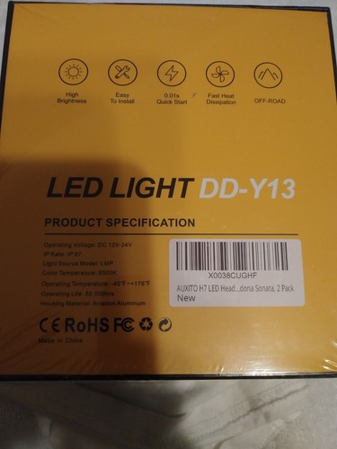 AUXITO H7 LED Light Bulbs DD-Y13 Kit 6500K - NEW - Foto 2 di 3