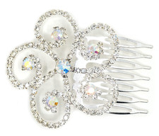 TB Bride Flower Rhinestone Wedding Crystal Bridal Accessory Hair Piece Comb Pins