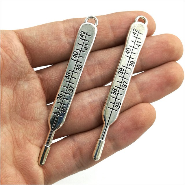 Bulk 10pcs Thermometer Antique Silver Charms Pendants Jewelry Making