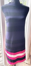 Eliza j Dresses Women’s Striped Fit & Flare Black/Navy/Fuchsia/White Stripes 14