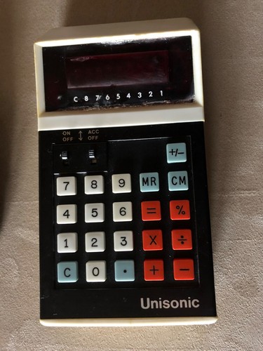 calculator calculatrice UNISONIC ancienne vintage collection + housse - Photo 2/8