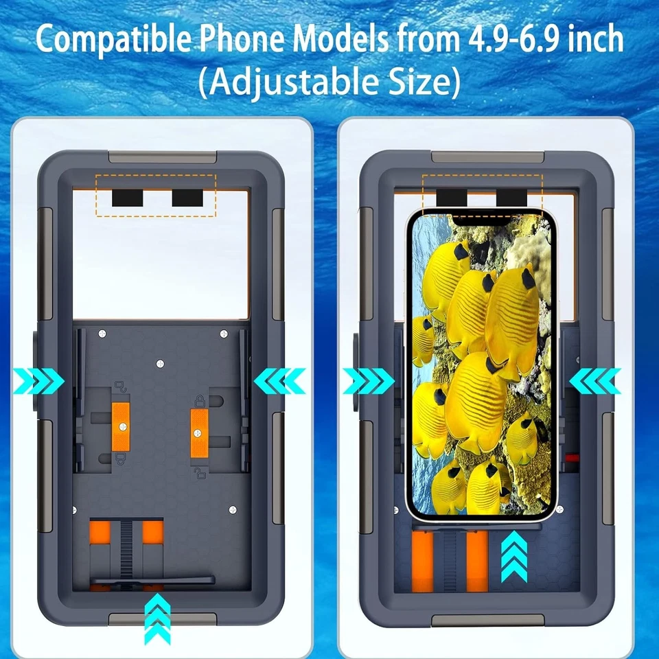Funda impermeable de buceo submarino de 50 pies/15 m para iPhone 14/13/12 Samsung S22/S21 Foto 4 de 4