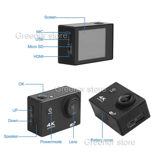 4K WiFi Action Camera Waterproof Sports Riding Camera HD 1080P Screen Underwater - Picture 18 of 20