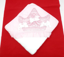 Mud Pie PRINCESS Hooded Bath Towel Pink Crown Cotton Terry Cloth 27x27" New